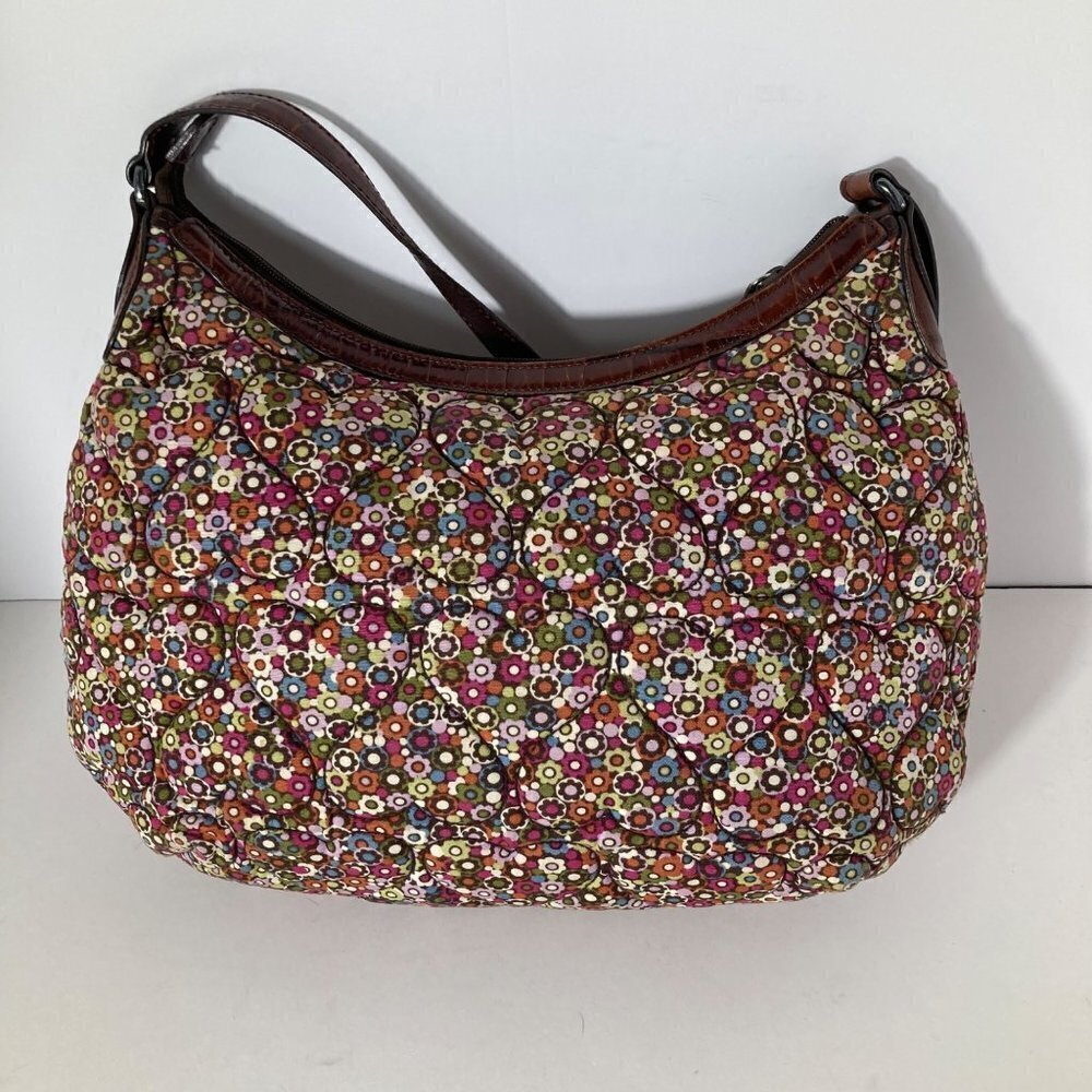 Womens Brighton Heart Quilted Floral Bag Fabric Leather Trim Red Green 10 xβ 14"